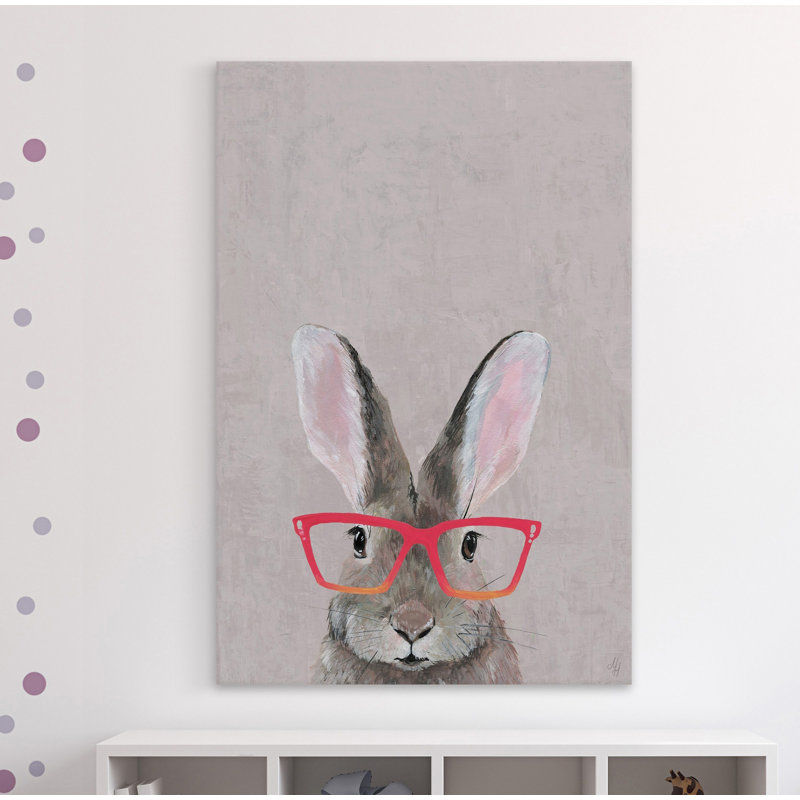 Hare With Red Glasses - Wrapped Canvas Print, 38cm H x 25cm W x 3.81cm D