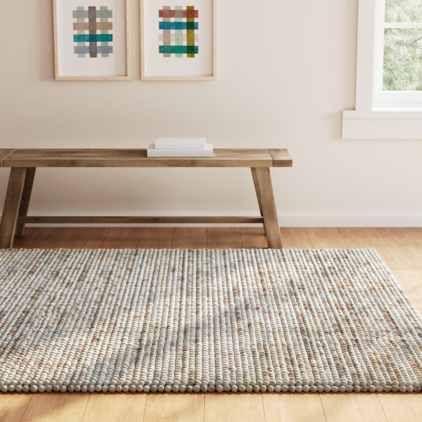 Elle Ivory Multi Hand-Woven Flatweave Rug, Rectangle 6' x 9'