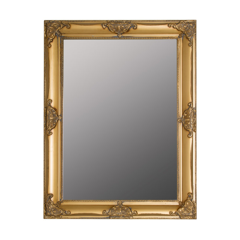 Kellison Wood Flat Mirror, Gold, 82cm H x 62cm W x 7cm D
