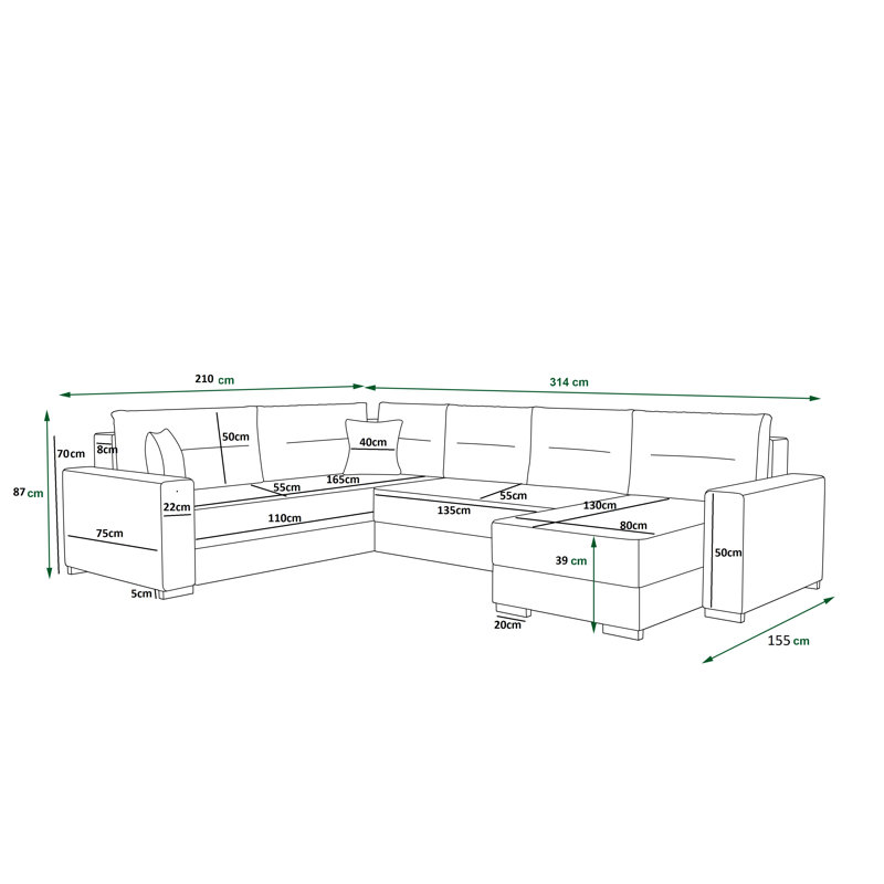 Blayn 3 Seater Corner Sofa , White/Gray - Kornet02/Dolaro511, Left -sided