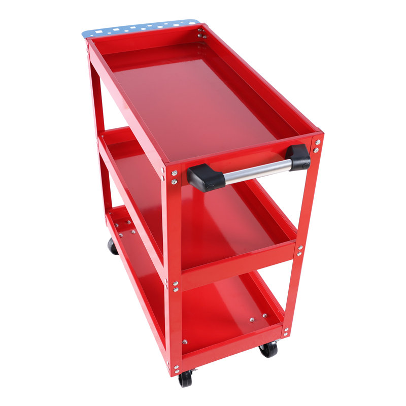 Chariot à outils robuste en acier à 3 niveaux - Chariot utilitaire d'une capacité de 450 lb avec roues pivotantes verrouillables, chariot de service industriel pour garage, atelier, entrepôt