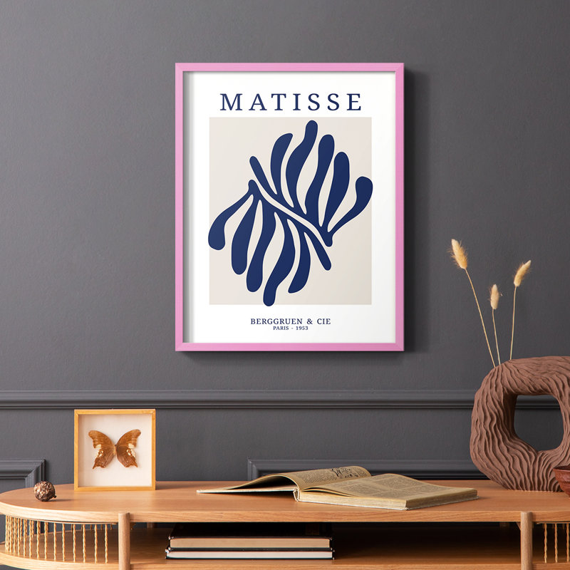 Matisse CDXII, reproduction encadrée - bois massif, H 10 po x l 8 po, Cadre photo rose simple