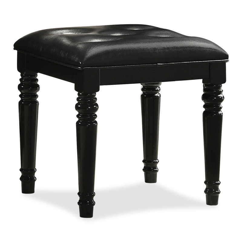 Sherley Solid Wood Accent Stool, Black