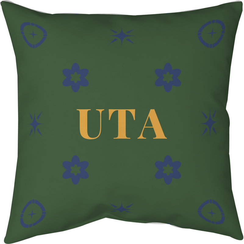 Coussin en coton Utah, Utah bleu marine / vert / or, 18 pouces x 18 pouces