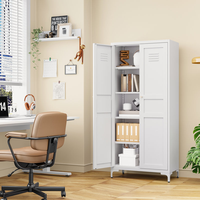 Storage Cabinet With Feets-Metal Home Kitchen Pantry Cabinets With Doors And Adjustable Shelves,Organization Locker For Cupboard/Bedroom/Dining/Living/Bathroom/Office/Garage Room