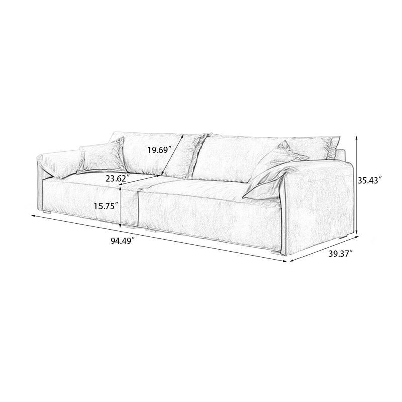 Solid Color 100% Polyester Modular Sofa cushion couch, 35.43" H x 94.49" W x 39.37" D