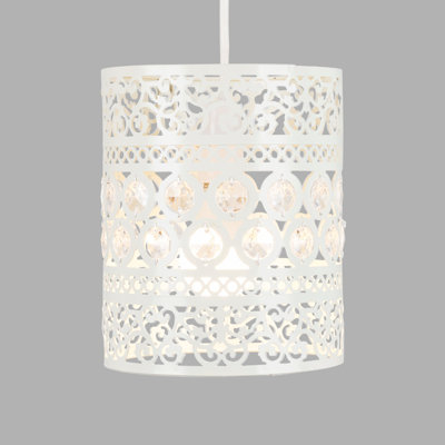 22.5cm H Plastic Drum Pendant Shade ( Spider ) in White