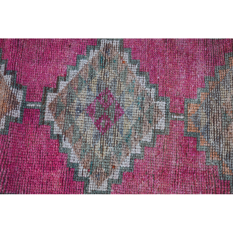 Tapis de couloir turc Herki fabriqué à la main en rose - idéal pour l'extérieur, les couloirs et les cuisines