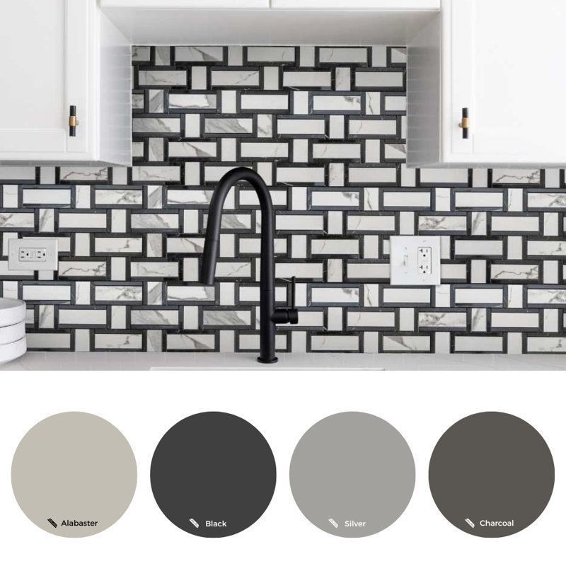 Stately Tre Basketweave 9.5" x 14" Porcelain Marble Look Wall & Floor Tile, Calacatta