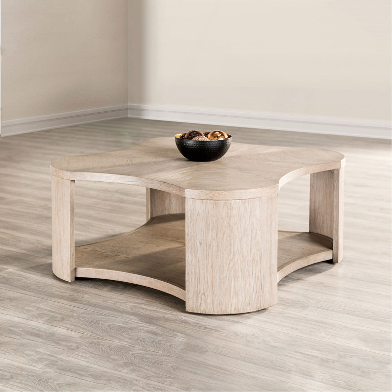1 table basse de style moderne avec roulettes attachées avec rangement ouvert et structure en bois d'hévéa