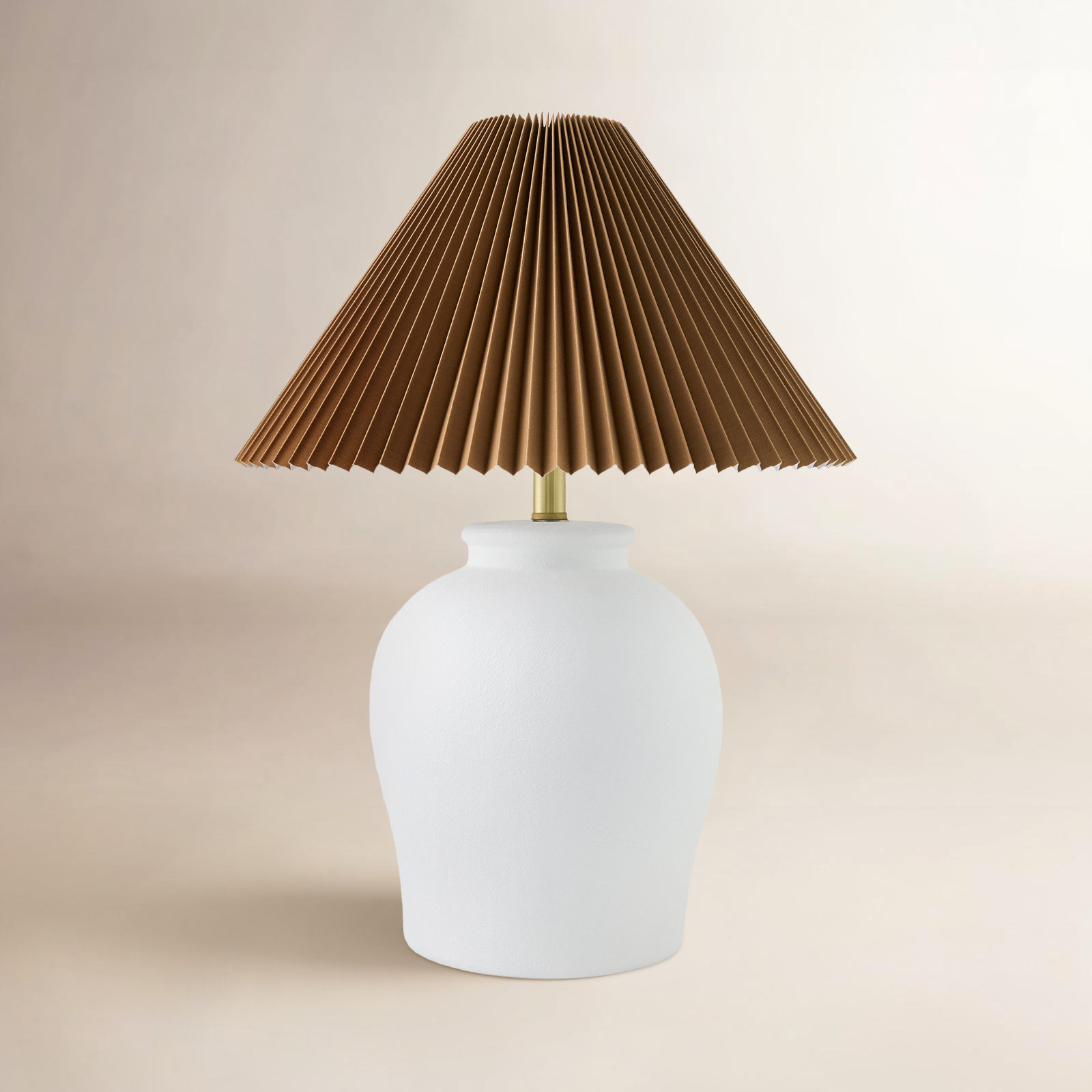 Chemise Ceramic Table Lamp, Classic Linen, White