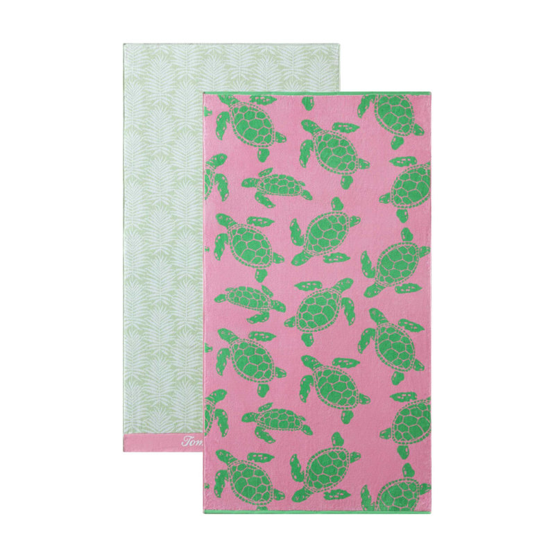 Tommy Bahama Linear Palms Pink 2 Piece Beach Towel Set, Linear Palms Pink