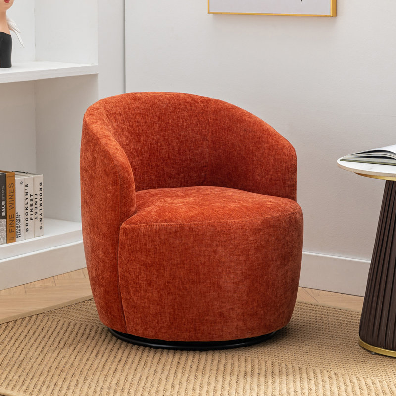 Genece Upholstered Swivel Accent Chair, Orange Chenille