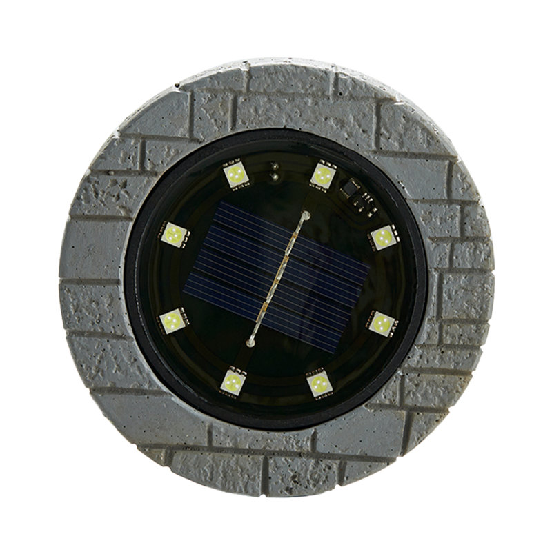 Set of Six Gray LED Solar Pathway Lights with Faux Granite Finish
