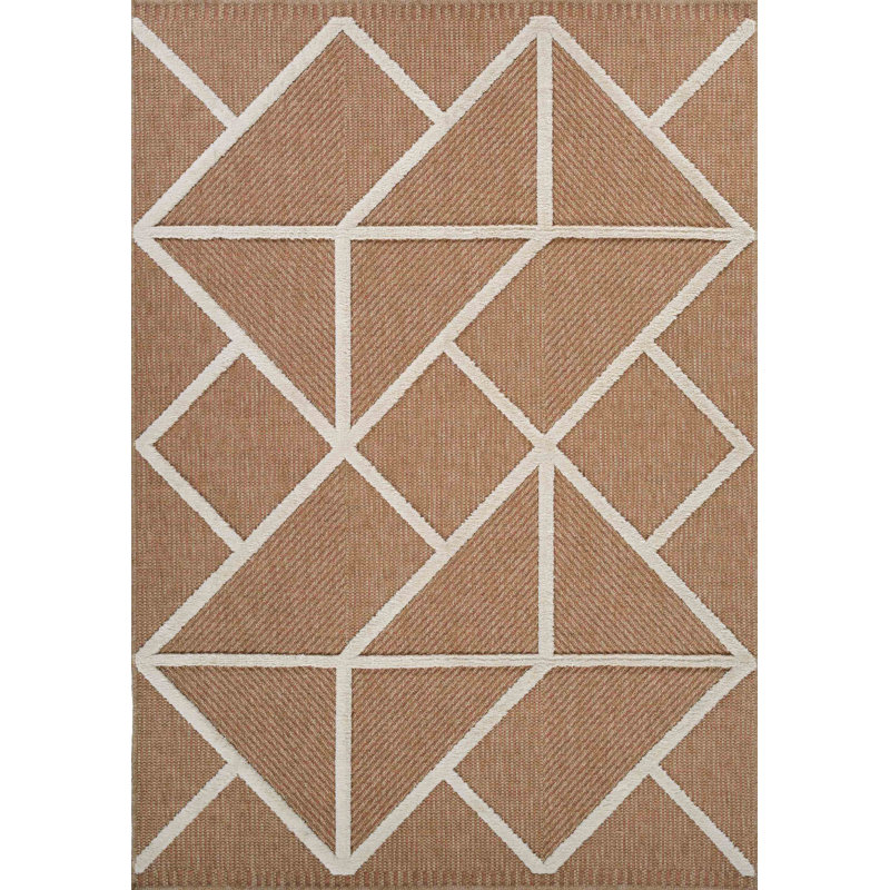 Alovinard Geometric Shapes Braided Indoor / Outdoor Area Rug, Runner 60 x 220cm, Cream