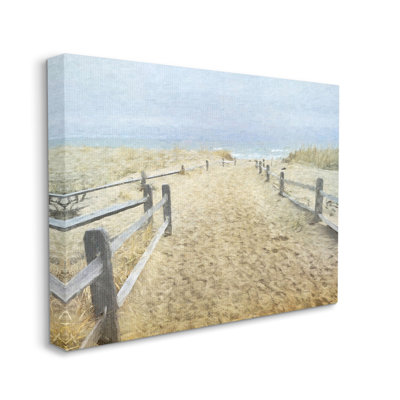 Au-472-Canvas " Sandy Footprints Beach Boardwalk " by Graffi*Tee Studios