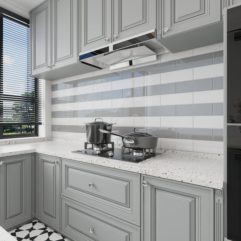 Glass Subway 4" x 12" Wall Tile, True Gray