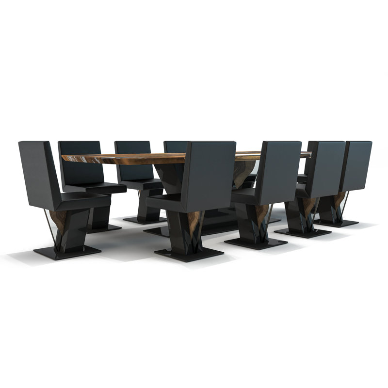 Evandros Walnut Wood Dining Table, 29.5"H x 108.3"L x 48"W