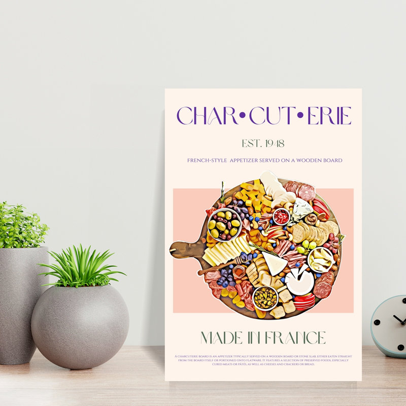 «French Charcuterie Board», art rustique coloré, art mural, H 18 po x l 12 po