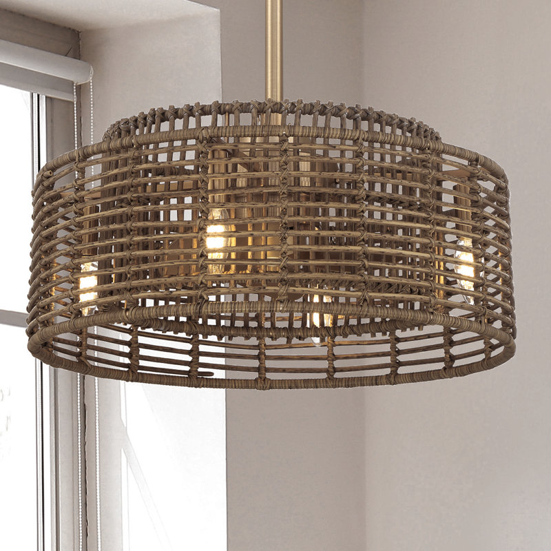 Chaddie 20" 4-Light Fandelier in Warm Brass with Remote Control