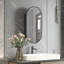 Ayyat 80 × 42 cm Oval Bathroom Mirror Cabinet, Matte Black, 1 Door with 3 Shelves