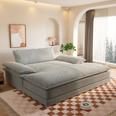 Canapé paresseux en chenille avec grands coussins et accoudoirs larges, convient aux appartements