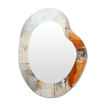 Impressions fractales abstraites orange noir - miroir asymétrique fractales, miroir mural unique de forme unique orange, impression d'art en métal