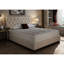Grand lit de rangement rembourré beige avec deux tiroirs intérieurs spacieux de 2 po