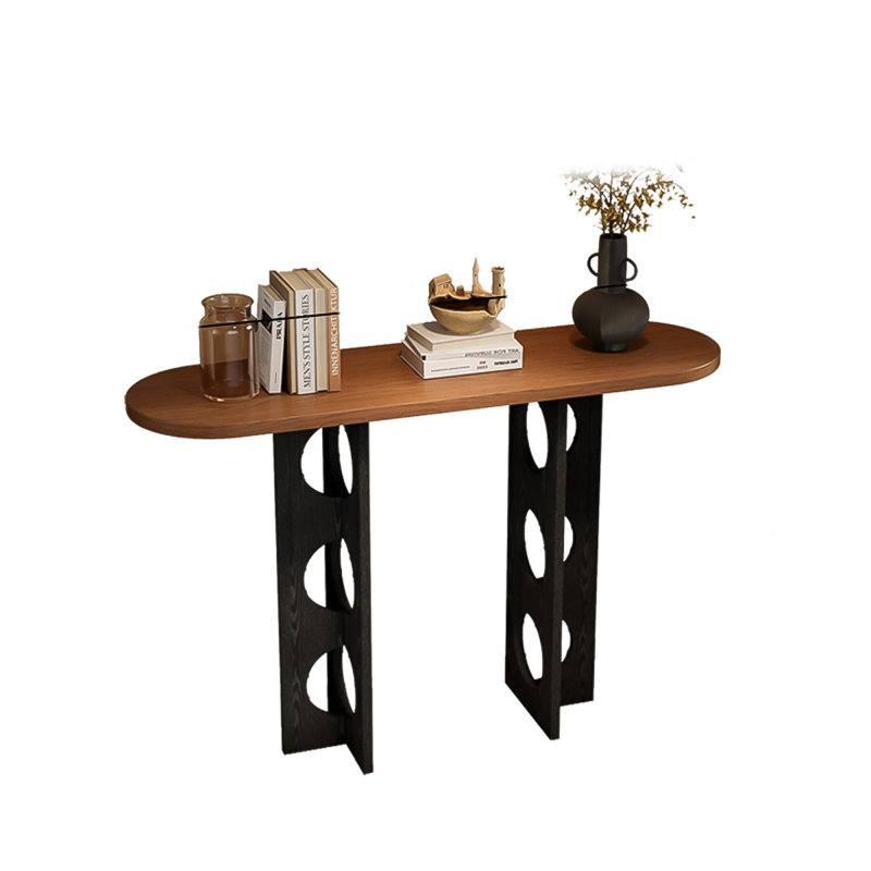 51.18" Brown&Black Modern Minimalist Ash Console Table