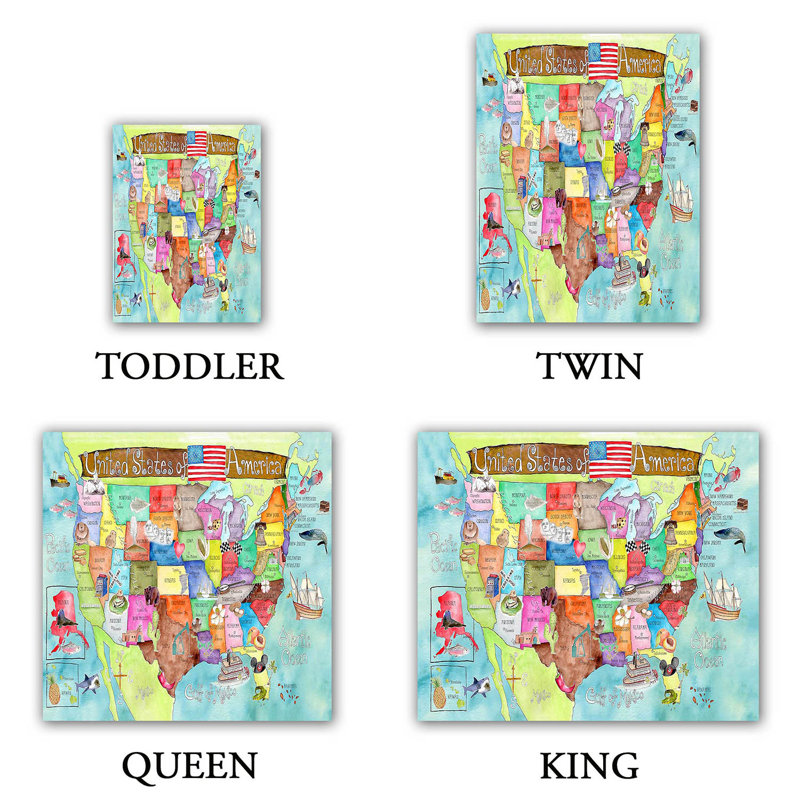 Ensemble de housse de couette turquoise france map, 1 housse de couette grand + 2 taies standards