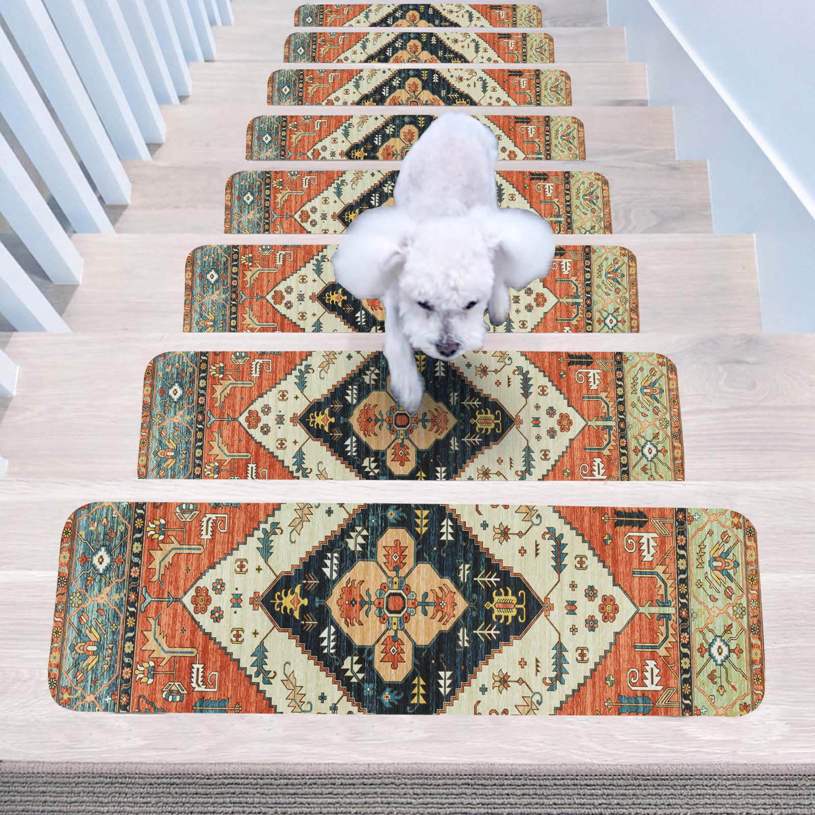 Bungalow Rose Non-Slip Carpet Stair Treads For Wooden Steps Set Of 15 ...
