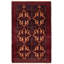 Tapis rouge en laine noué à la main de conception unique 2 pi 11 po x 4 pi 5 po Mor