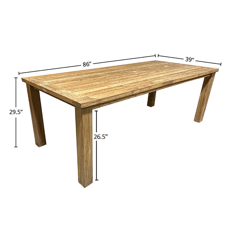 Jayliz Rectangular Teak Outdoor Dining Table, 29.5" H x 39" W x 86" L