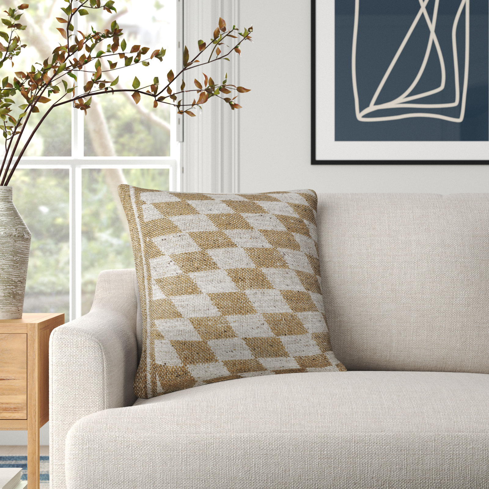 Mahala Geometric Viscose Blend Pillow Cover, 22" x 22", Pillow Cover Only - No Insert