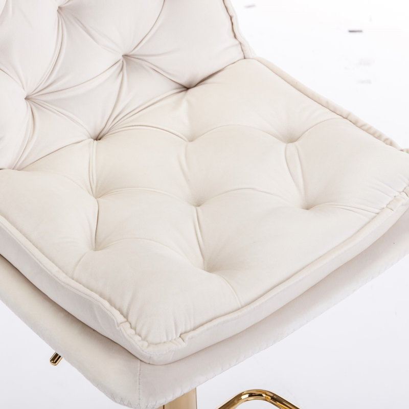 Ensemble de 2 tabourets de bar, avec repose-pieds chromé et base pivotante à hauteur réglable en velours + tabouret de bar simple Golden Leg