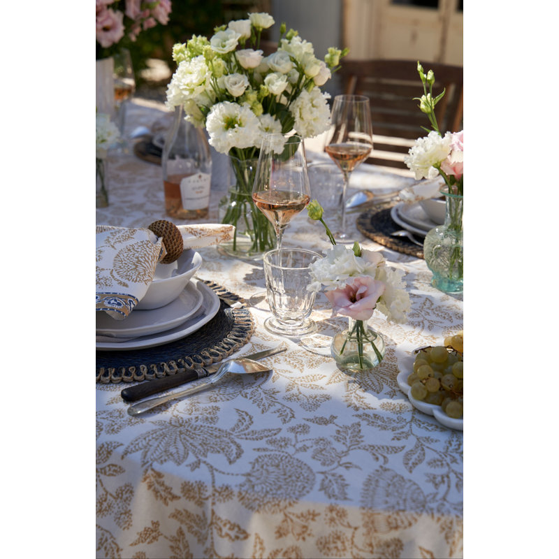 Chloe Handmade Floral Tablecloth, 142" L x 71" W
