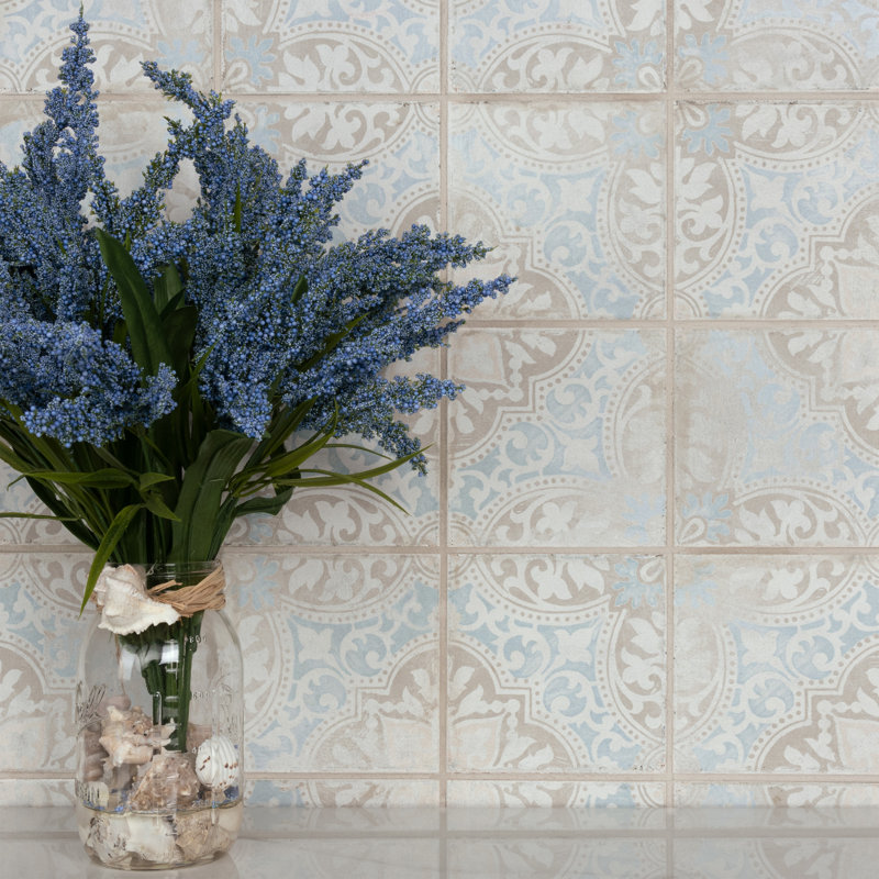 Carreau de porcelaine à motif pour mur et plancher 6 po x 6 po Barcelona