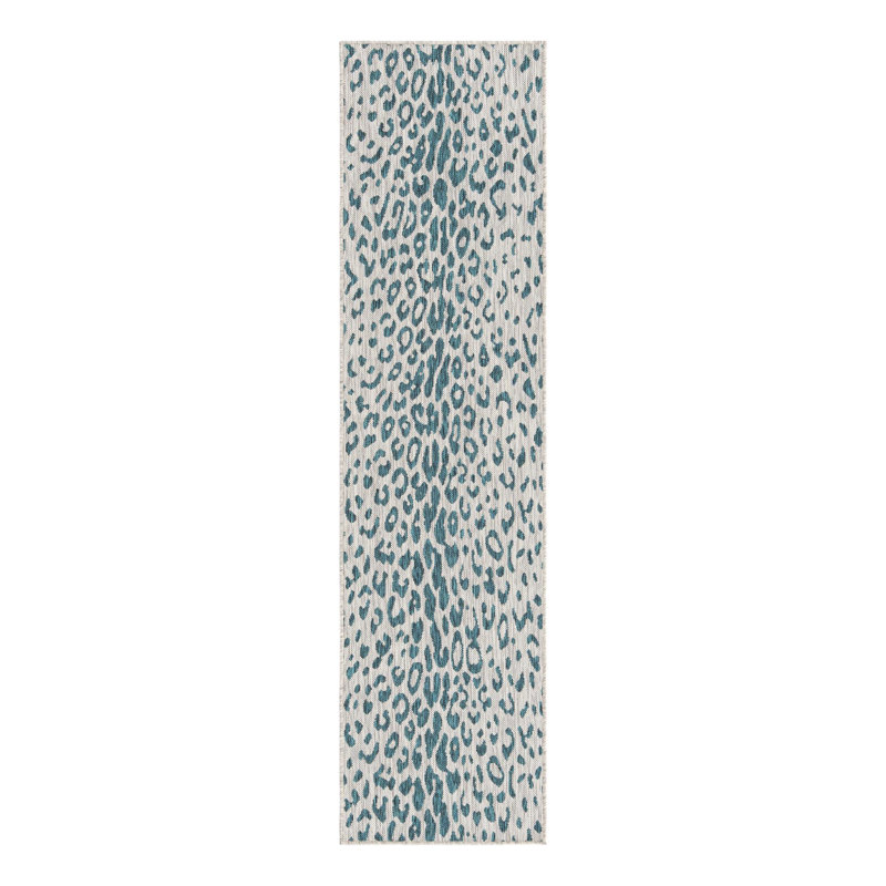 Teal Samburu Indoor/Outdoor Safari Rug, Runner 2' x 7'10"