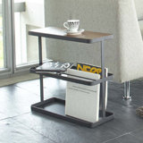Tower Yamazaki Home Side Table With Storage Tier Shelves Narrow, Narrow Wooden And Metal End Table