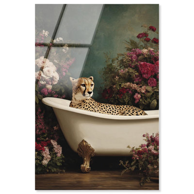 Décoration de salle de bain glam Jungle Soak II par Art Remedy, prête à être suspendue, 24 x 36