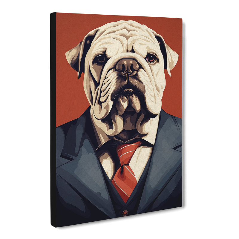 British Bulldog Minimalism No.2 - Wrapped Canvas, 50cm H x 35cm W x 3cm D
