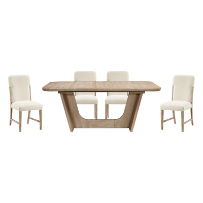 Magnifique ensemble de salle à manger extensible 5 pièces avec chaises rembourrées, pour une maison de campagne moderne et polyvalente