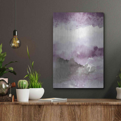 «Midnight At The Lake III Amethyst Grey Crop» par Mike Schick, art mural en métal