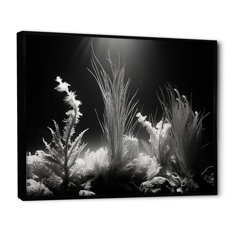 «Black and White Underwater Silent Flow I», reproduction d'art sur toile plage et océan, Cadre flottant noir