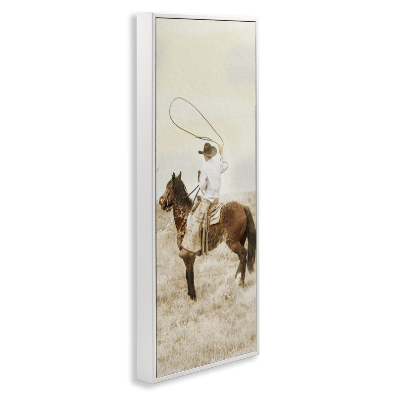 «Wrangling Cowboy Lasso», estampe numérique, conception de Marcus Prime, H 24 po x l 10 po, Encadrement giclée blanc côtier