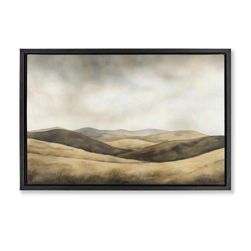 Cadre flottant Brown Landscape Hills, conception par LSR Creative Studio, Cadre flottant noir de jais, H 17 po x l 25 po