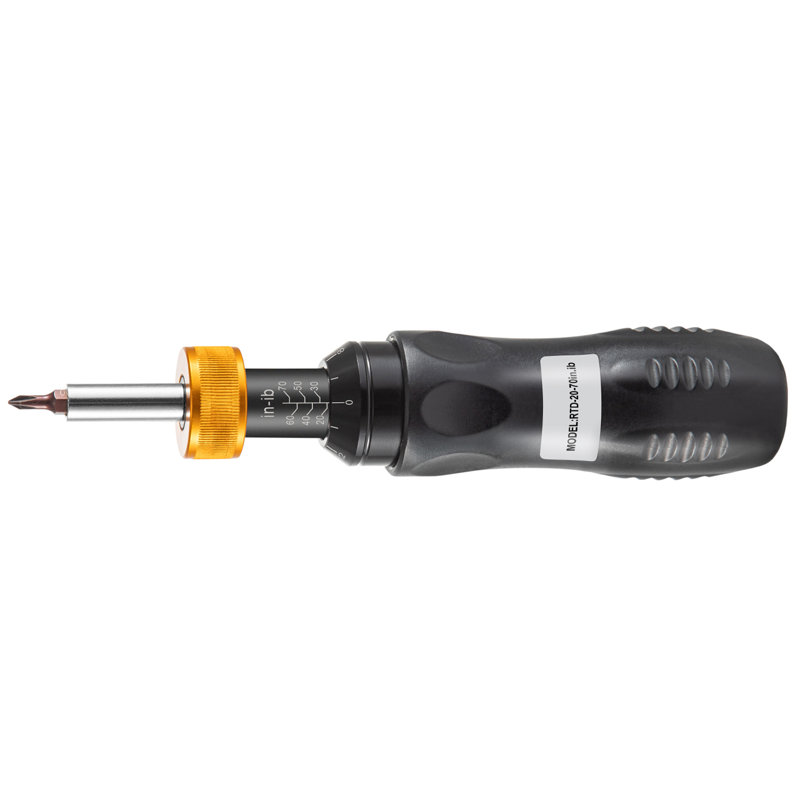 Tournevis dynamométrique, clé dynamométrique à tournevis 1/4 po, tournevis dynamométrique 20-70 po / lb, plage de couple précise à + 5%, tournevis dynamométrique réglable en pouces avec embouts et boîtier