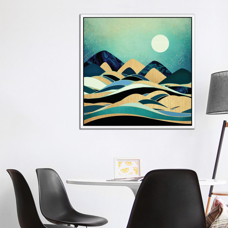 Emerald Evening - Print on Canvas, White Framed, 93.98 cm H x 93.98 cm W