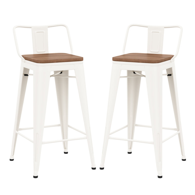 Metal Counter And Bar Stools, White, Counter Stool (24” Seat Height)
