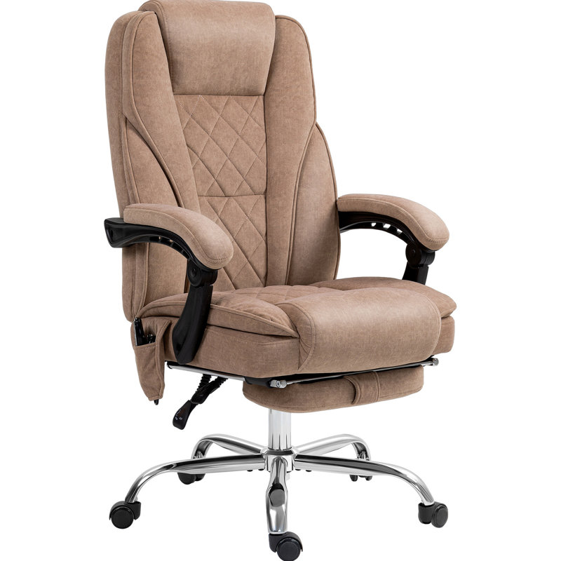 Chaise de bureau, brun, avec repose-pieds, 6 et massage thermique, hauteur réglable, inclinable pour les employés de bureau